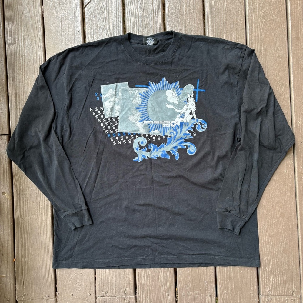 Rare Vintage South Pole Shirt Mens 2XL Black Crewneck Graphic Long Sleeve